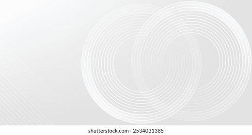 Abstract white glowing geometric lines on gray background. Modern shiny blue circle lines pattern. Futuristic technology concept. Suit for cover, poster,