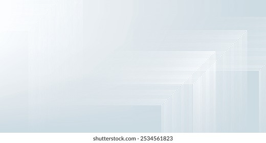 Abstract white glowing geometric lines on dark background. Modern shiny blue rounded square lines pattern. Futuristic technology concept. vector illustration