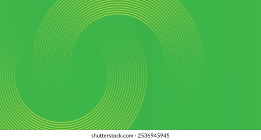 Abstract white glowing geometric lines on green background. Modern shiny yellow circle lines pattern. Futuristic technology concept. Vector EPS 10