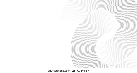 Abstract white glowing geometric lines on gray background. Modern shiny blue circle lines pattern. Futuristic technology concept. Suit for cover, poster