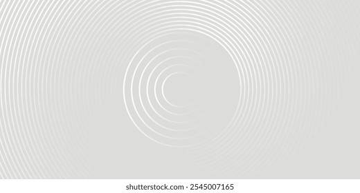 Linhas geométricas brilhantes em branco abstrato sobre fundo cinza. Padrão moderno de linhas de círculo azul brilhante. Conceito de tecnologia futurista. Terno para capa, cartaz