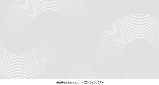 Abstract white glowing geometric lines on grey background. Modern shiny blue circle lines pattern. Futuristic technology concept. Suit for cover, poster