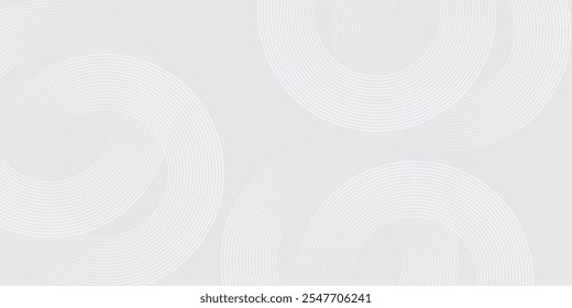 Abstract white glowing geometric lines on gray background. Modern shiny blue circle lines pattern. Futuristic technology concept. Suit for cover, poster, 