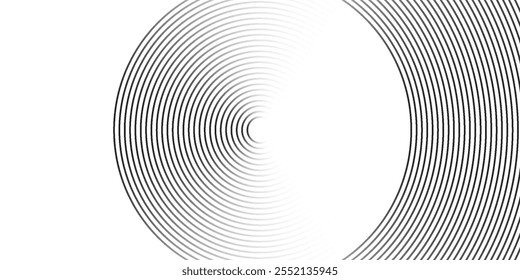 Líneas geométricas brillantes blancas Abstractas sobre fondo gris. Moderno patrón de líneas de círculo azul brillante. Concepto de tecnología futurista. Traje para la cubierta, cartel