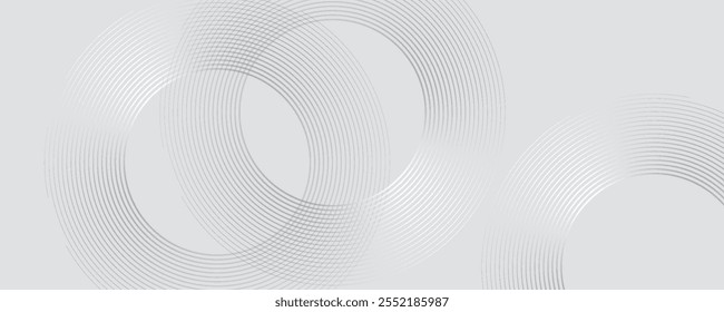 Abstract white glowing geometric lines on gray background. Modern shiny blue circle lines pattern. Futuristic technology concept. Suit for cover, poster,