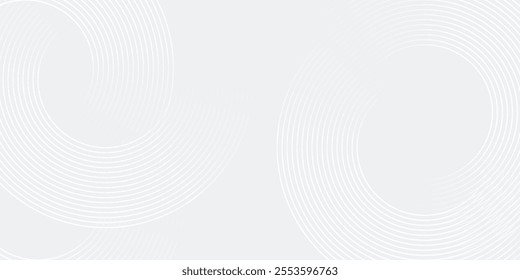 Abstract white glowing geometric lines on gray background. Modern shiny blue circle lines pattern.