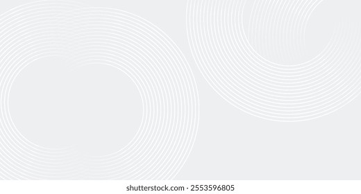 Abstract white glowing geometric lines on gray background. Modern shiny blue circle lines pattern.