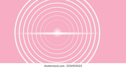 Abstract white glowing geometric lines on pink background. Modern shiny pink circle lines pattern. Futuristic technology concept. Suit for cover, poster
