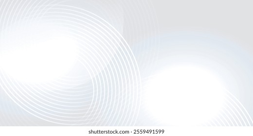 Abstract white glowing geometric lines on gray background. Modern shiny blue circle lines pattern. Futuristic technology concept. Suit for cover, poster,