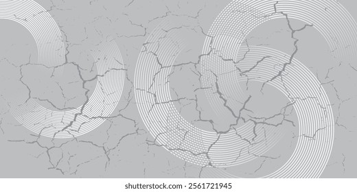 Abstract white glowing geometric lines on gray background. Modern shiny blue circle lines pattern. Futuristic technology concept. Suit for cover, poster, banner, brochure, header, website vector