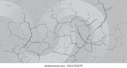 Abstract white glowing geometric lines on gray background. Modern shiny blue circle lines pattern. Futuristic technology concept. Suit for cover, poster, banner, brochure, header, website vector