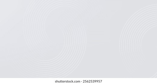 Abstract white glowing geometric lines on gray background. Modern shiny blue circle lines pattern. Futuristic technology concept. Suit for cover, poster,