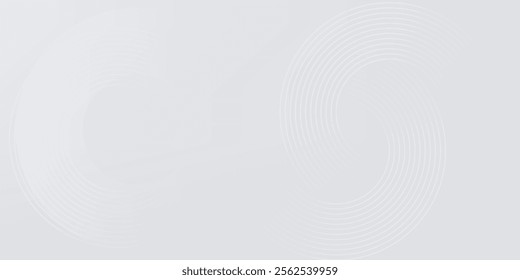 Abstract white glowing geometric lines on gray background. Modern shiny blue circle lines pattern. Futuristic technology concept. Suit for cover, poster,