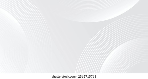 Abstract white glowing geometric lines on gray background. Modern shiny blue circle art simple modern design