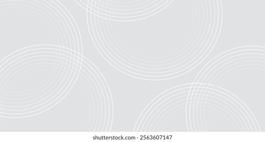 Abstract white glowing geometric lines on grey background. Modern shiny blue circle lines pattern. Futuristic technology concept. Suit for cover, poster,