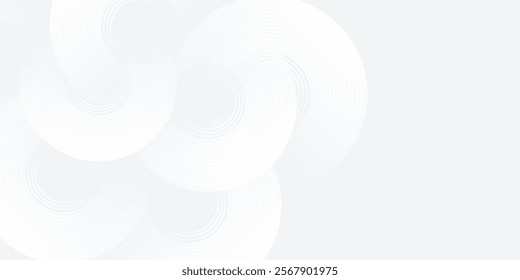 Abstract white glowing geometric lines on gray background. Modern shiny blue circle lines pattern. Futuristic technology concept. Suit for cover, poster,