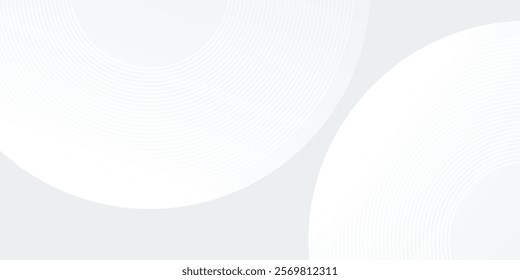 Abstract white glowing geometric lines on gray background. Modern shiny blue circle lines pattern. Futuristic technology design simple art modern