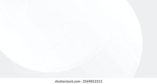 Abstract white glowing geometric lines on gray background. Modern shiny blue circle lines pattern. Futuristic technology design simple art
