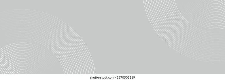 Abstract white glowing geometric lines on gray background. Modern shiny blue circle lines pattern. Futuristic technology concept. Suit for cover, poster