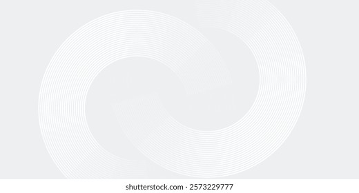Abstract white glowing geometric lines on gray background. Modern shiny blue circle lines pattern. Futuristic technology concept. Suit for cover, poster,