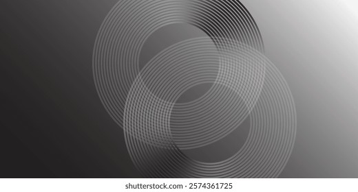 Abstract white glowing geometric lines on gray background. Modern shiny blue circle lines pattern. Futuristic technology concept. Suit for cover, poster,