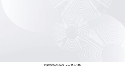 Abstract white glowing geometric lines on gray background. Modern shiny blue circle lines pattern. Futuristic technology concept. Suit for cover, poster,
