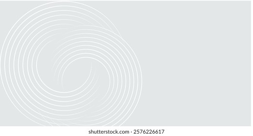 Abstract white glowing geometric lines on gray background. Modern shiny blue circle lines pattern. Futuristic technology concept. Suit for cover, poster, banner, brochure, header, website vector