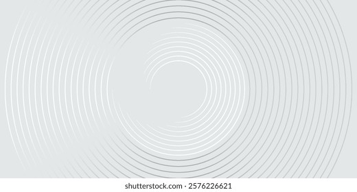 Abstract white glowing geometric lines on gray background. Modern shiny blue circle lines pattern. Futuristic technology concept. Suit for cover, poster, banner, brochure, header, website vector