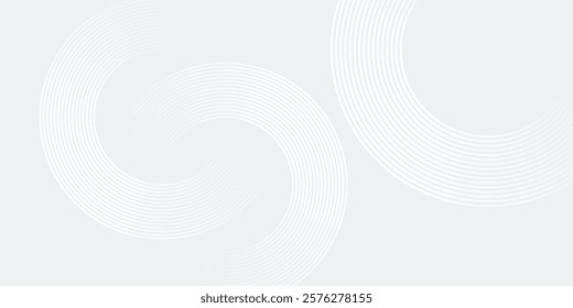 Abstract white glowing geometric lines on gray background. Modern shiny blue circle lines pattern. Futuristic technology concept. Suit for cover, poster modern