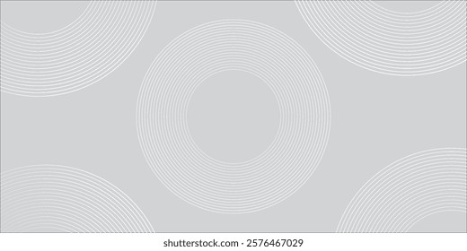 Abstract white glowing geometric lines on gray background. Modern shiny blue circle lines pattern. Futuristic technology art