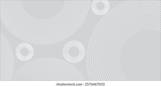 Abstract white glowing geometric lines on gray background. Modern shiny blue circle lines pattern. Futuristic technology art