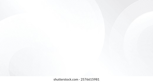 Abstract white glowing geometric lines on gray background. Modern shiny lines circle simple modern design art