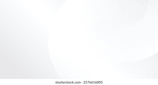 Abstract white glowing geometric lines on gray background. Modern shiny lines circle simple modern design