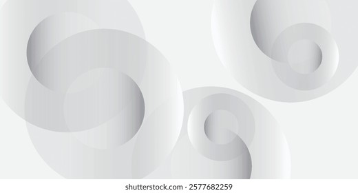 Abstract white glowing geometric lines on gray background. Modern shiny blue circle lines pattern. Futuristic technology concept. Suit for cover, poster,