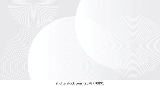 Abstract white glowing geometric lines on gray background. Modern shiny blue circle lines pattern. Futuristic technology concept. Suit for cover, poster, banner, brochure, header, website vector