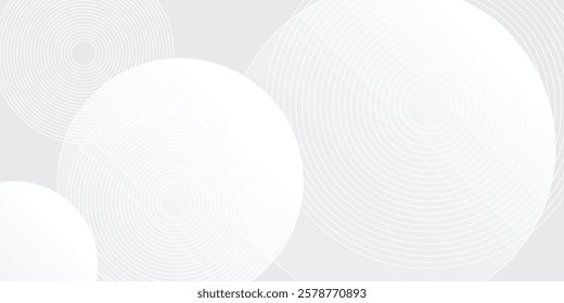 Abstract white glowing geometric lines on gray background. Modern shiny blue circle lines pattern. Futuristic technology concept. Suit for cover, poster, banner, brochure, header, website vector