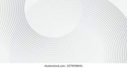 Abstract white glowing geometric lines on gray background. Modern shiny blue circle lines pattern. Futuristic technology concept