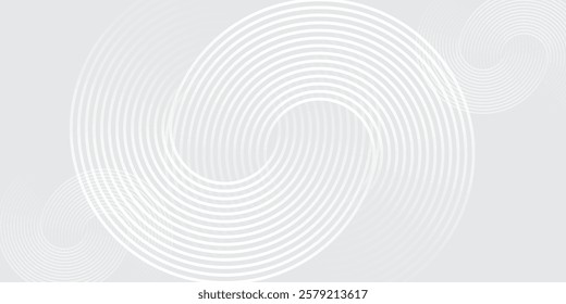 Abstract white glowing geometric lines on gray background. 