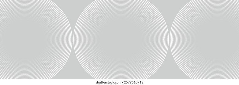 Abstract white glowing geometric lines on grey background. Modern shiny blue circle lines pattern. Futuristic technology concept. Suit for cover, poster. Vector illustration