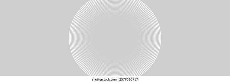 Abstract white glowing geometric lines on grey background. Modern shiny blue circle lines pattern. Futuristic technology concept. Suit for cover, poster. Vector illustration