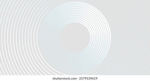 Abstract white glowing geometric lines on gray background. Modern shiny blue circle lines pattern. Futuristic technology concept. Suit for cover,