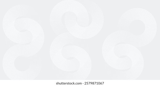 Abstract white glowing geometric lines on gray background. Modern shiny blue circle lines pattern. Futuristic technology concept. Suit for cover, poster, banner, brochure, header, website