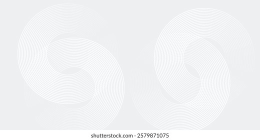 Abstract white glowing geometric lines on gray background. Modern shiny blue circle lines pattern. Futuristic technology concept. Suit for cover, poster, banner, brochure, header, website