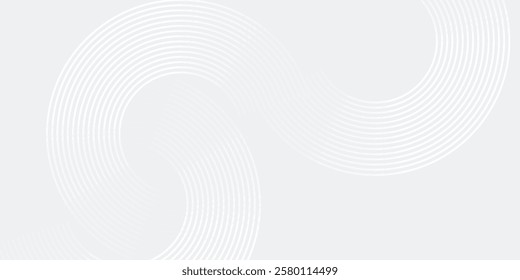 Abstract white glowing geometric lines on gray background. Modern shiny blue circle lines pattern. Futuristic technology concep arts modern