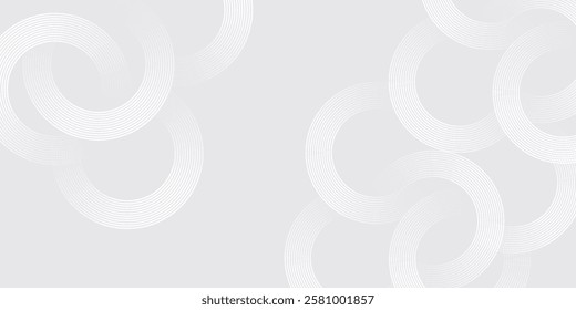 Abstract white glowing geometric lines on gray background. Modern shiny blue circle lines pattern. Futuristic technology concept. Suit for cover, poster,