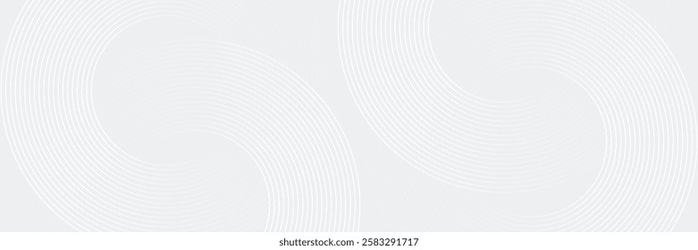 Abstract white glowing geometric lines on gray background. Modern shiny blue circle lines pattern. Futuristic technology concept.