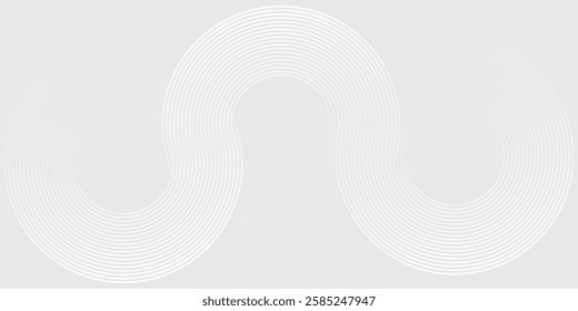 Abstract white glowing geometric lines on gray background. Modern shiny blue circle lines pattern. Futuristic technology