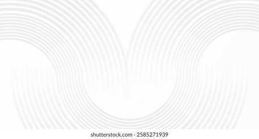 Abstract white glowing geometric lines on gray background. Modern shiny gray circle lines pattern. Futuristic technology concept. Suit for cover, poster modern