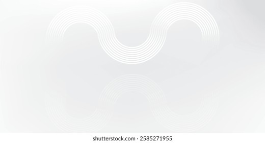 Abstract white glowing geometric lines on gray background. Modern shiny gray circle lines pattern. Futuristic technology concept. Suit for cover, poster modern