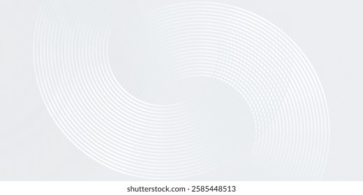 Abstract white glowing geometric lines on gray background. Modern shiny blue circle lines pattern. Futuristic technology concept modern grey